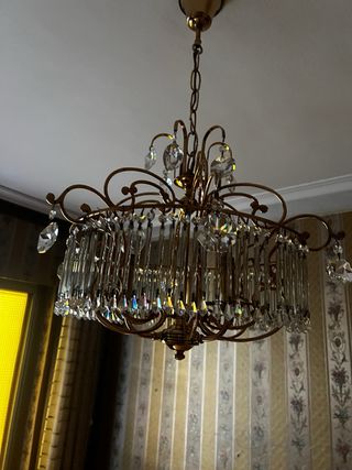 Lámpara de techo de cristal y metal