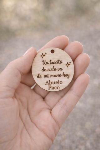 Medalla Ramo Novia Madera Grabada