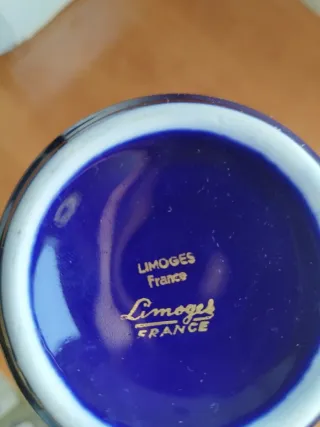 Jarrón Limoges Porcelana Oro 22k Mariposa