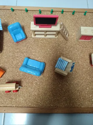 Muebles Casa Muñecas Madera y Plástico