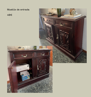 Mueble recibidor de madera vintage