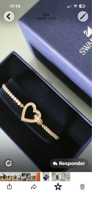 Pulsera Swarovski Corazón Baño Oro y Plata.