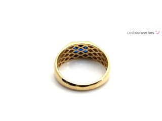 sello oro 18k con piedra con zafiro