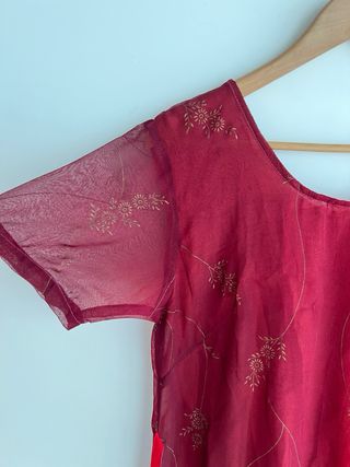 Vestido largo mujer rojo estampado