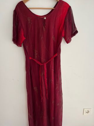 Vestido largo mujer rojo estampado