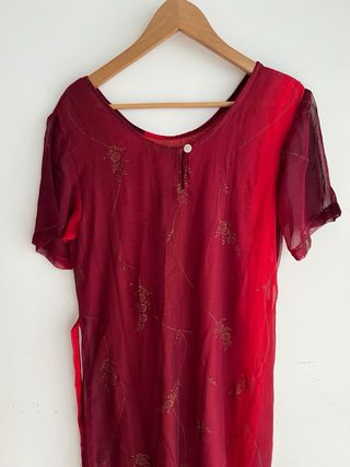 Vestido largo mujer rojo estampado