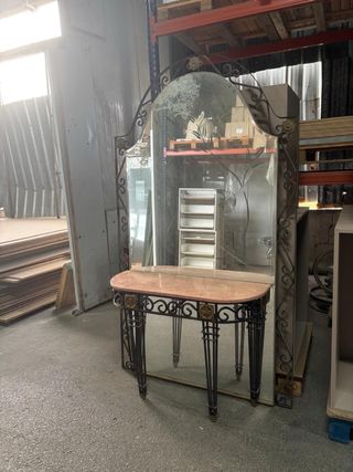 Mesa consola forja y mármol