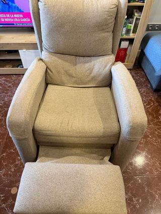 Sofá reclinable tela beige 8/10