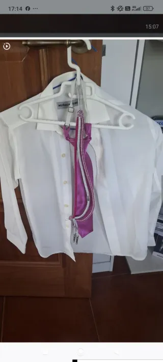Traje comunión niño rosa y blanco