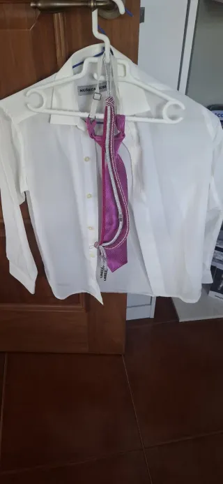 Traje comunión niño rosa y blanco