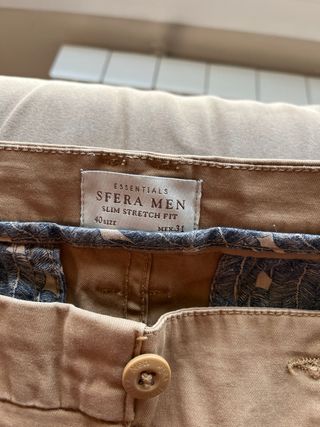 Pantalones Hombre Talla 40 Azul y Marrón