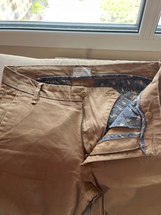 Pantalones Hombre Talla 40 Azul y Marrón