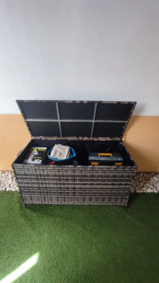 Tectake conjunto jardín ratán gris