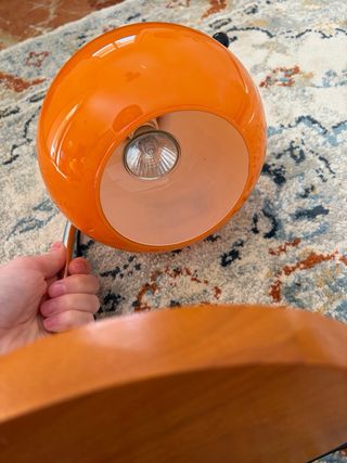 Lámpara Naranja Cristal Metal Madera.