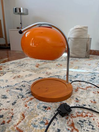 Lámpara Naranja Cristal Metal Madera.