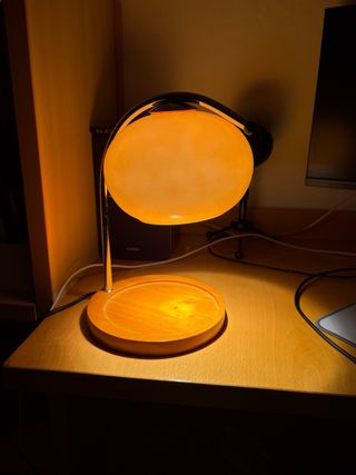 Lámpara Naranja Cristal Metal Madera.