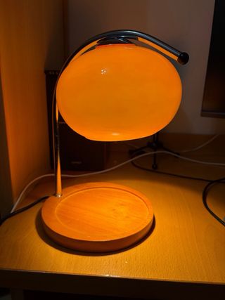 Lámpara Naranja Cristal Metal Madera.