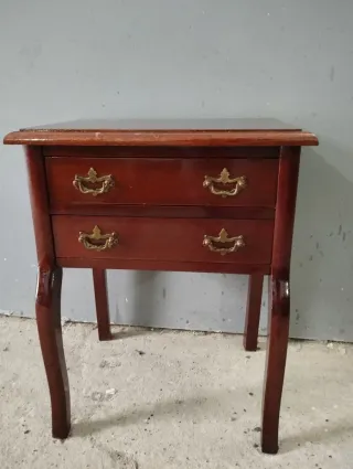 Mesita auxiliar antigua madera y metal