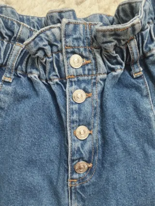 Pantalón Mango Paperbag Baggy Azul