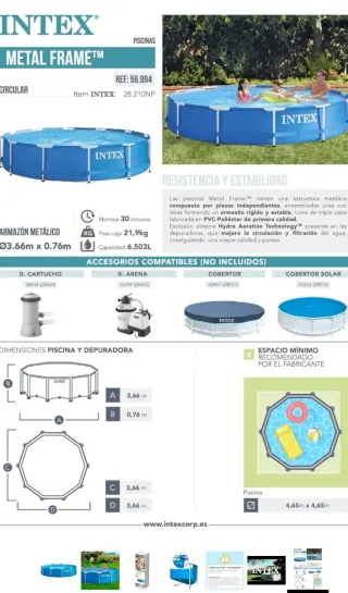 Piscina Intex Desmontable 3.66x0.76
