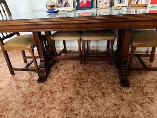 Mesa comedor con cristal 6 sillas de madera