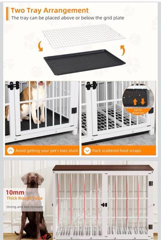 Jaula Mueble Perro BingoPaw Marrón/Blanco XL