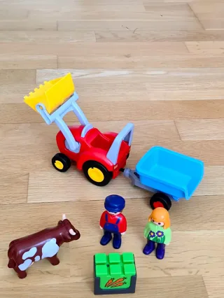 PLAYMOBIL 123 TRACTOR CON REMOLQUE Y PALA