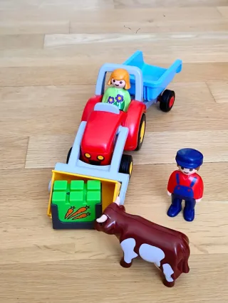 PLAYMOBIL 123 TRACTOR CON REMOLQUE Y PALA