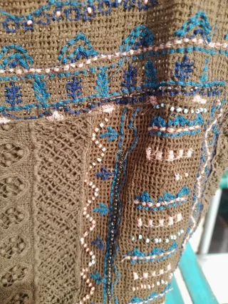 Top Crochet Bohemio Marrón y Azul