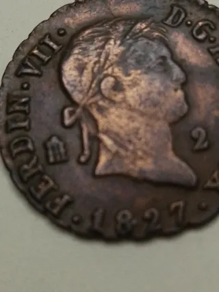 Moneda 2 Maravedís Fernando VII 1827