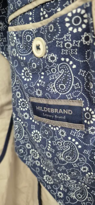 Giacca uomo beige con fodera blu