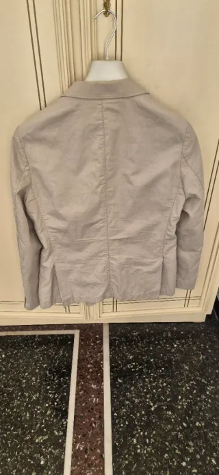 Giacca uomo beige con fodera blu