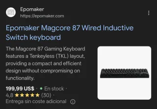 Epomaker Magcore 87 Teclado Mecánico Negro