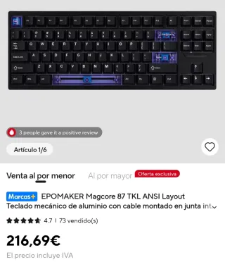 Epomaker Magcore 87 Teclado Mecánico Negro