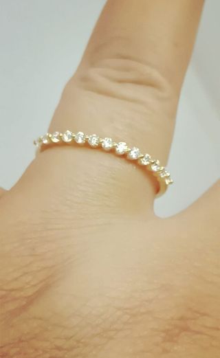 Anillo diamantes y plata 925 laminado oro 18k