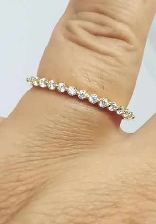 Anillo diamantes y plata 925 laminado oro 18k