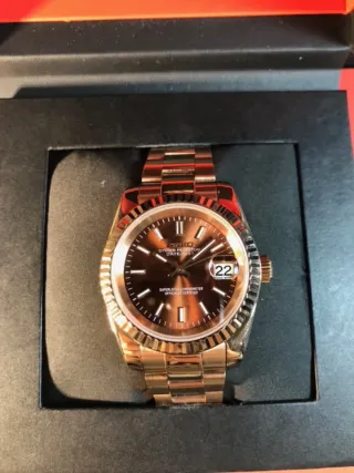 Reloj Seiko Mod - DateJust (Oro Rosa y  Chocolate)
