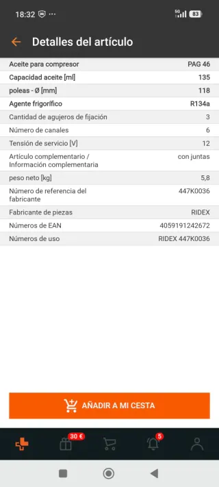 Compresor de aire acondicionado para coche 447K003