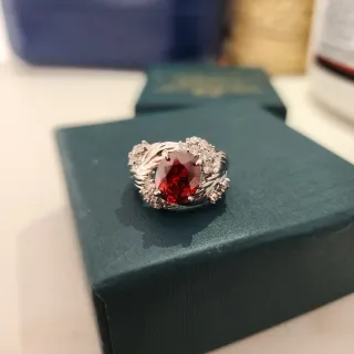 Anillo Plata 925 con Piedra Roja