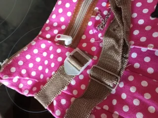 Bolso rosa lunares blanco
