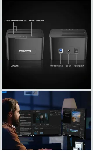 Estación Acoplamiento Fideco USB 3.0 HDD SSD