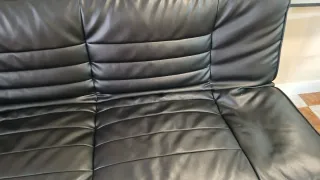 Sofá Cama Negro Piel Sintética