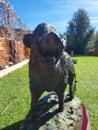 Gran Figura Bronce Jabali bronce firmafo Poblete