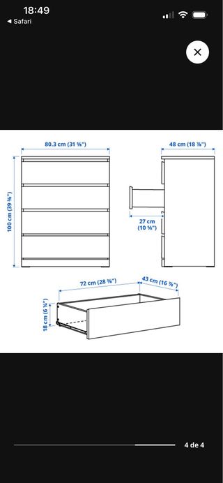 Cómoda infantil 4 cajones Ikea
