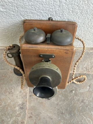 Teléfono Antiguo Pared Madera Disco