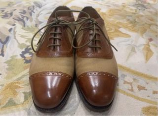 Zapatos Oxford de piel y lona