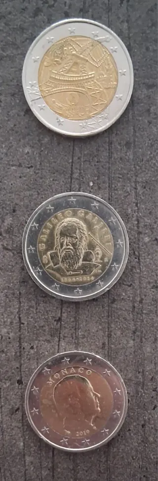Lote 3 monedas 2 euros