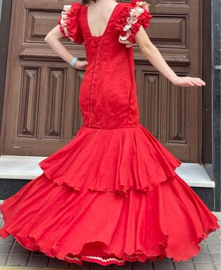 Traje Flamenca Talla 38 como color coral