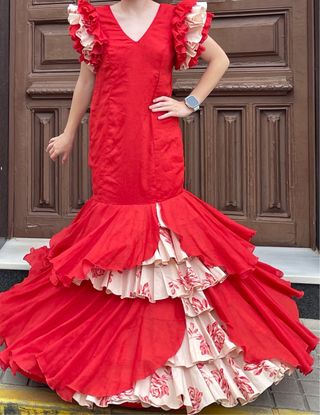 Traje Flamenca Talla 38 como color coral