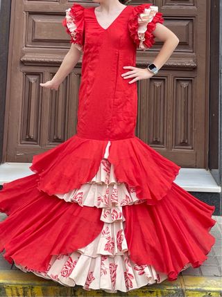 Traje Flamenca Talla 38 como color coral